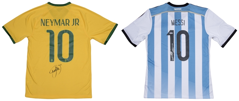 Lionel Messi and Neymar Single Signed Jerseys (2 Different) (PSA/DNA)